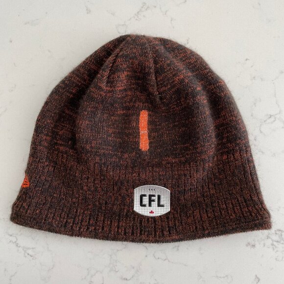 New Era CFL BC Lions Athletic Fleece Lined Knit Acrylic Hat Black & Orange Sz OS - Picture 2 of 8